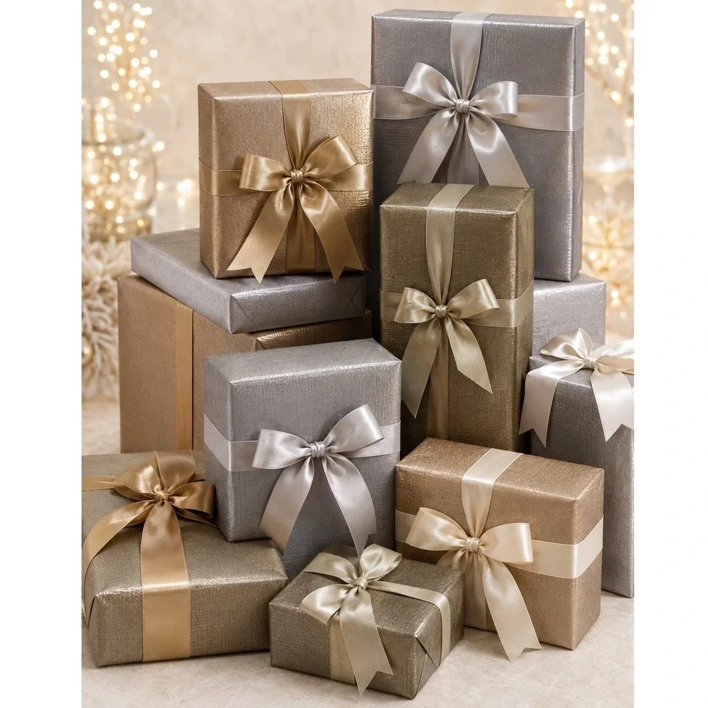 Atelier Luxury Gift Wrap 3Pk Metallic Gold Silver Bronze Textured 75 SqFt 109-03